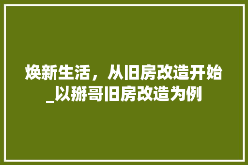 焕新生活，从旧房改造开始_以掰哥旧房改造为例