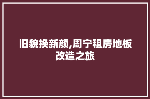 旧貌换新颜,周宁租房地板改造之旅