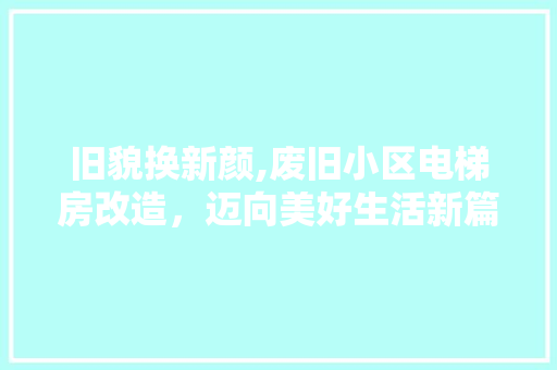 旧貌换新颜,废旧小区电梯房改造，迈向美好生活新篇章