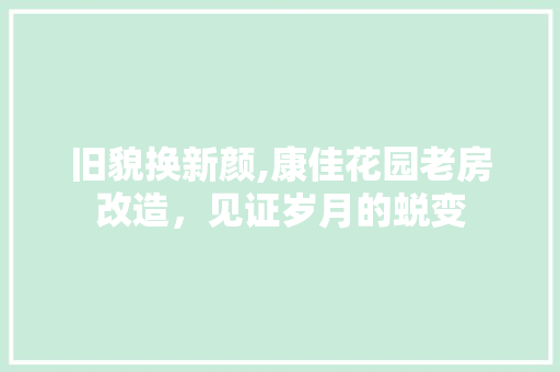 旧貌换新颜,康佳花园老房改造，见证岁月的蜕变