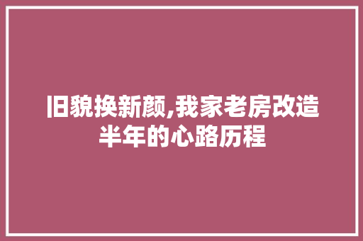 旧貌换新颜,我家老房改造半年的心路历程