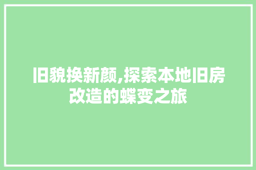 旧貌换新颜,探索本地旧房改造的蝶变之旅