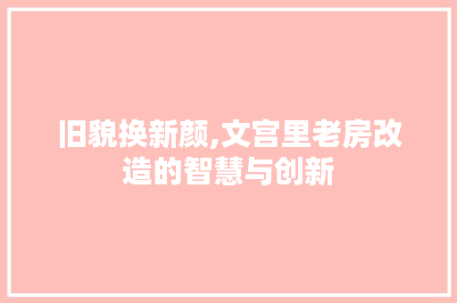 旧貌换新颜,文宫里老房改造的智慧与创新