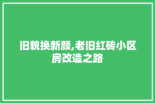 旧貌换新颜,老旧红砖小区房改造之路
