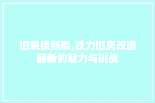 旧貌换新颜,铁力旧房改造翻新的魅力与挑战