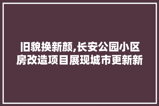 旧貌换新颜,长安公园小区房改造项目展现城市更新新风采