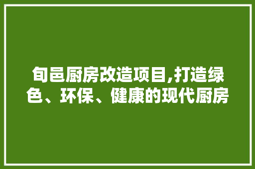 旬邑厨房改造项目,打造绿色、环保、健康的现代厨房新典范