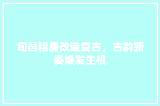旬邑租房改造复古，古韵新姿焕发生机