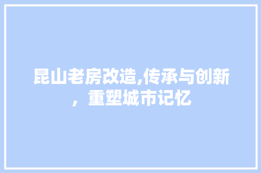 昆山老房改造,传承与创新，重塑城市记忆 厨房维修