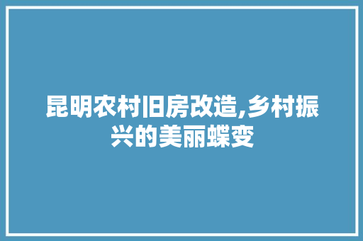 昆明农村旧房改造,乡村振兴的美丽蝶变
