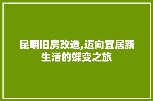 昆明旧房改造,迈向宜居新生活的蝶变之旅