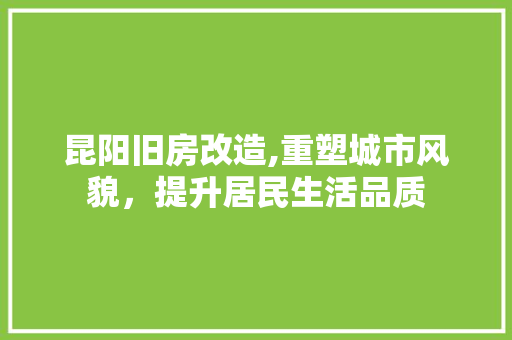 昆阳旧房改造,重塑城市风貌，提升居民生活品质