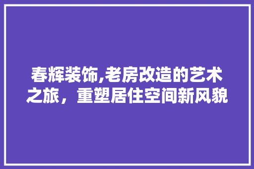 春辉装饰,老房改造的艺术之旅，重塑居住空间新风貌 综合便民