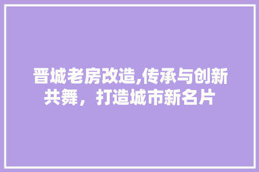 晋城老房改造,传承与创新共舞，打造城市新名片 厨房维修