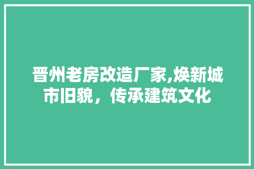 晋州老房改造厂家,焕新城市旧貌，传承建筑文化 墙体维修
