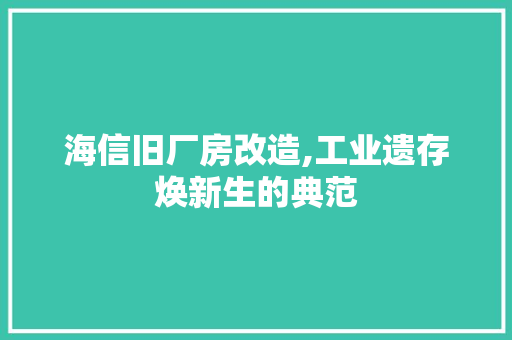 海信旧厂房改造,工业遗存焕新生的典范