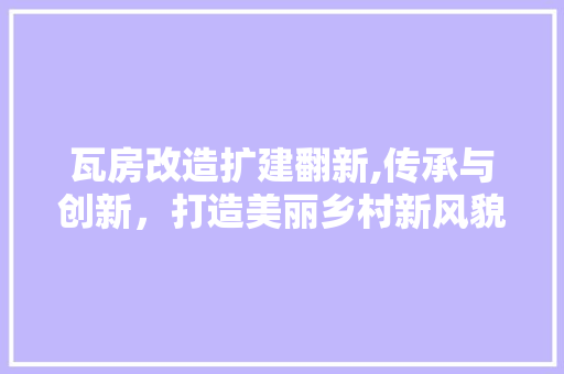 瓦房改造扩建翻新,传承与创新，打造美丽乡村新风貌 厨房维修