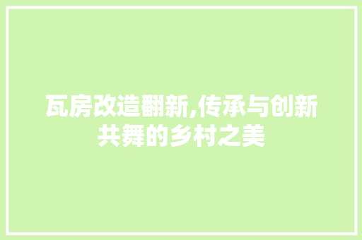 瓦房改造翻新,传承与创新共舞的乡村之美
