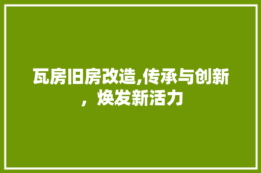 瓦房旧房改造,传承与创新，焕发新活力
