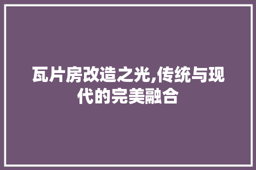 瓦片房改造之光,传统与现代的完美融合