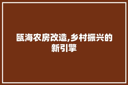 瓯海农房改造,乡村振兴的新引擎