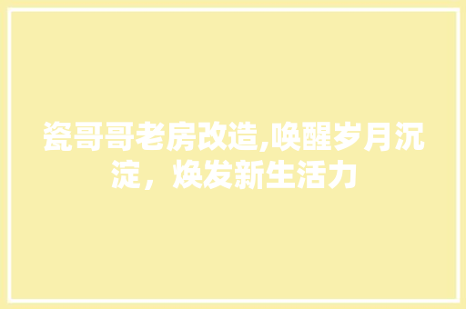 瓷哥哥老房改造,唤醒岁月沉淀，焕发新生活力