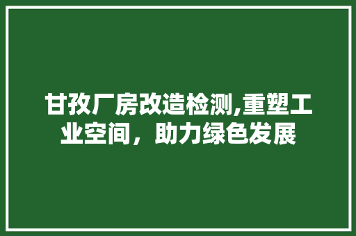 甘孜厂房改造检测,重塑工业空间，助力绿色发展