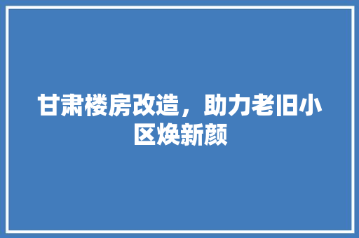 甘肃楼房改造，助力老旧小区焕新颜