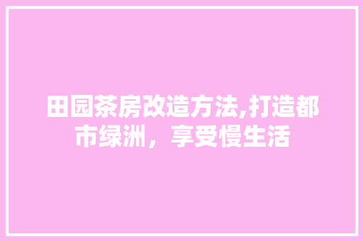 田园茶房改造方法,打造都市绿洲，享受慢生活