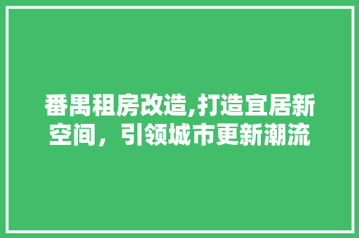 番禺租房改造,打造宜居新空间，引领城市更新潮流 厨房维修