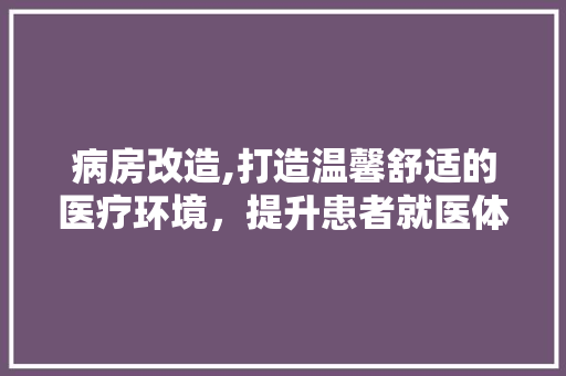 病房改造,打造温馨舒适的医疗环境，提升患者就医体验