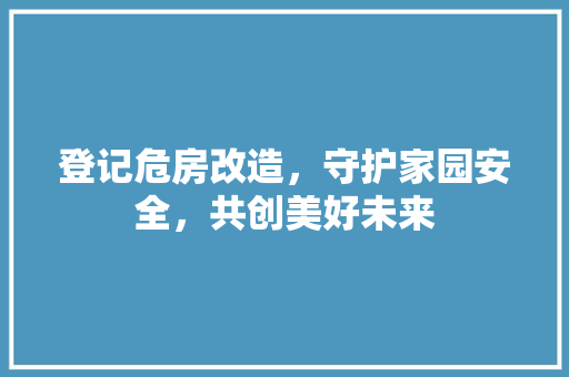 登记危房改造，守护家园安全，共创美好未来