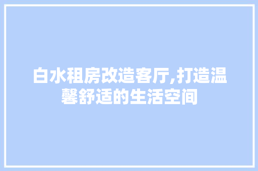 白水租房改造客厅,打造温馨舒适的生活空间 厨房维修