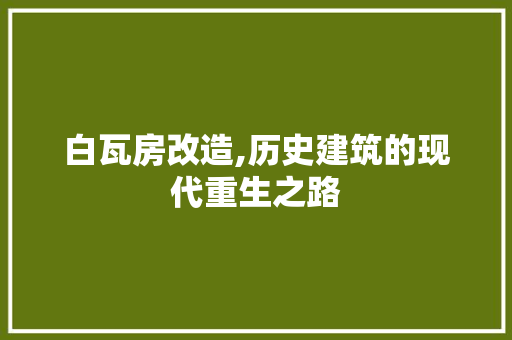 白瓦房改造,历史建筑的现代重生之路