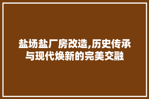 盐场盐厂房改造,历史传承与现代焕新的完美交融