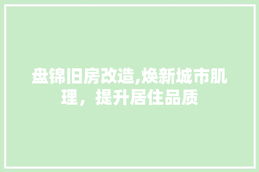 盘锦旧房改造,焕新城市肌理，提升居住品质