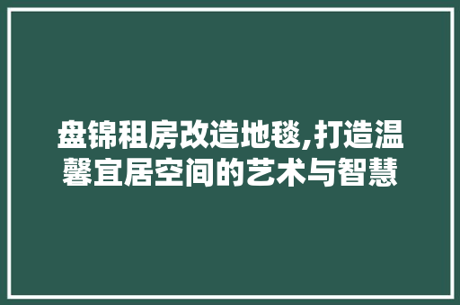 盘锦租房改造地毯,打造温馨宜居空间的艺术与智慧
