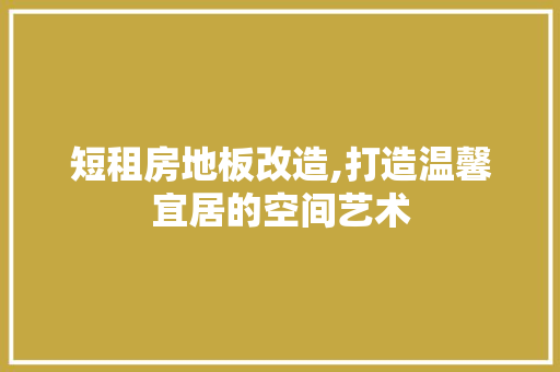 短租房地板改造,打造温馨宜居的空间艺术