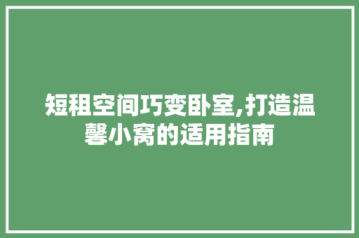 短租空间巧变卧室,打造温馨小窝的适用指南 汽车维修