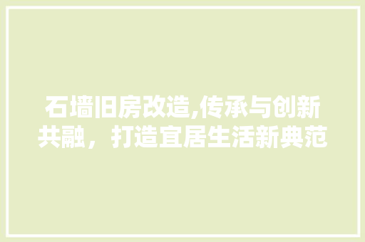 石墙旧房改造,传承与创新共融，打造宜居生活新典范 综合便民