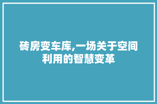砖房变车库,一场关于空间利用的智慧变革