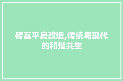 砖瓦平房改造,传统与现代的和谐共生