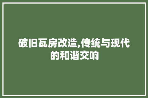 破旧瓦房改造,传统与现代的和谐交响