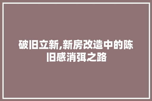 破旧立新,新房改造中的陈旧感消弭之路