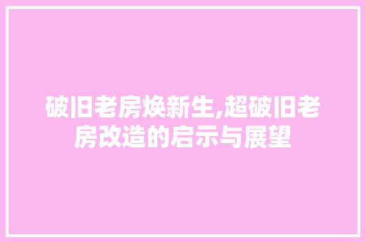 破旧老房焕新生,超破旧老房改造的启示与展望