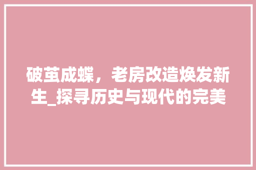 破茧成蝶，老房改造焕发新生_探寻历史与现代的完美交融