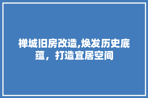 禅城旧房改造,焕发历史底蕴，打造宜居空间 综合便民