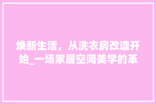 焕新生活，从洗衣房改造开始_一场家居空间美学的革命