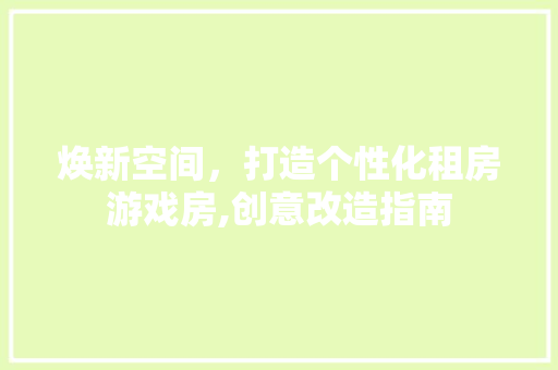 焕新空间，打造个性化租房游戏房,创意改造指南