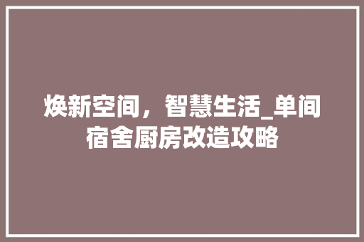 焕新空间，智慧生活_单间宿舍厨房改造攻略